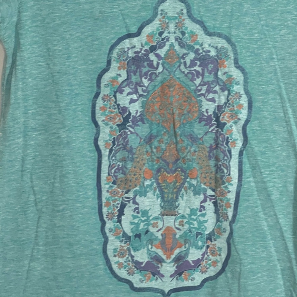 Lucky Brand Women’s Teal Graphic Tee- Size Extra Small - Picture 3 of 5